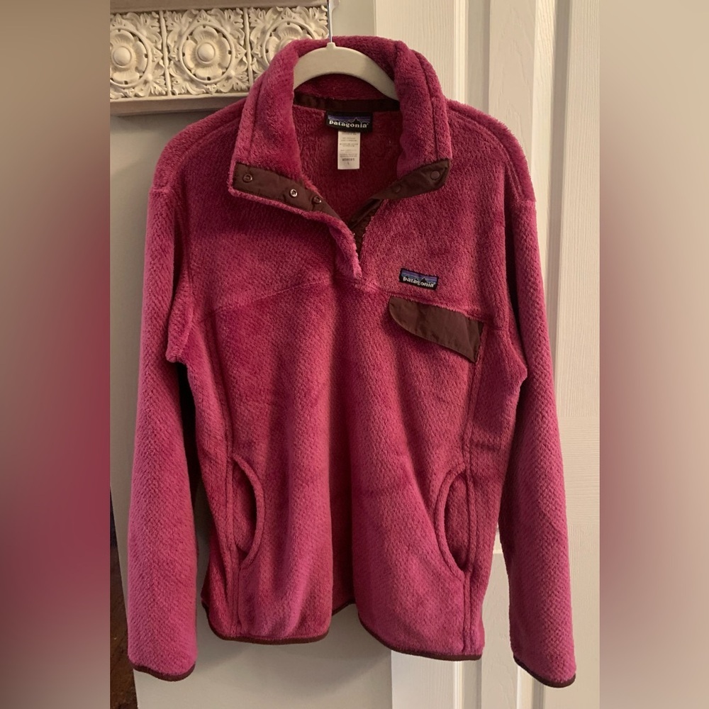 Patagonia Synchilla Pink Re Tool Snap T Long Sleeve Fleece Pullover Jacket - L